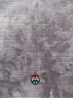 Multicolor Peace Sign Pendant Necklace